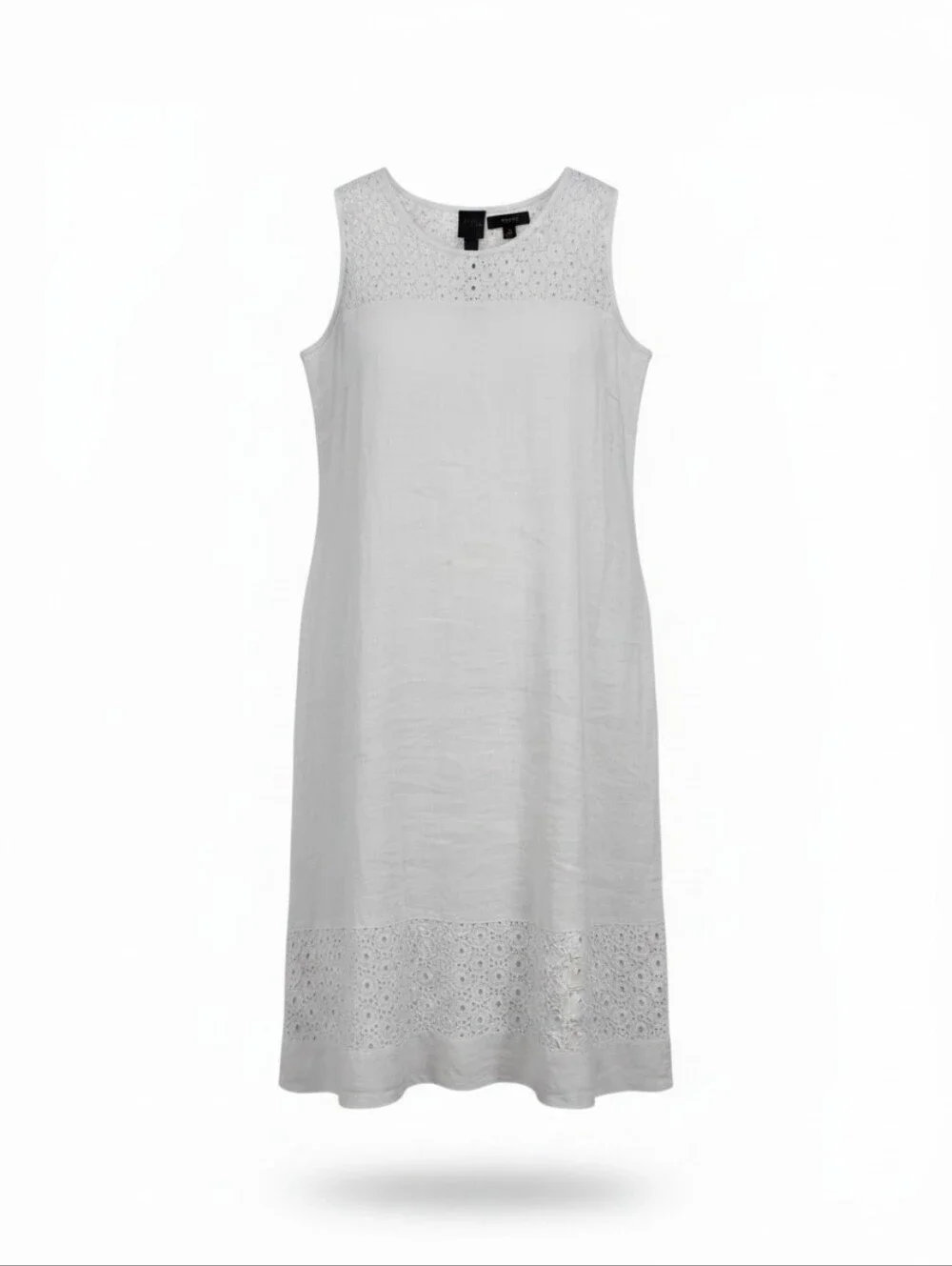 Blu No. 9 White Linen Shift Dress With White Eyelet Accents In Size XS NWT